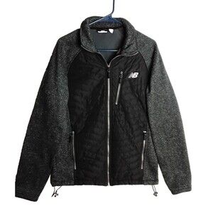 New Balance Small Black Coat Mens Midweight fleece lined Zipper Pockets  Outdoor